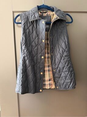 L.L. Bean Quilted Navy Women's Vest with Plaid Lining